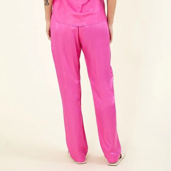 Hale Bob Ceres Silk Straight Fit Pant in Hot Pink size Medium - Picture 5 of 7